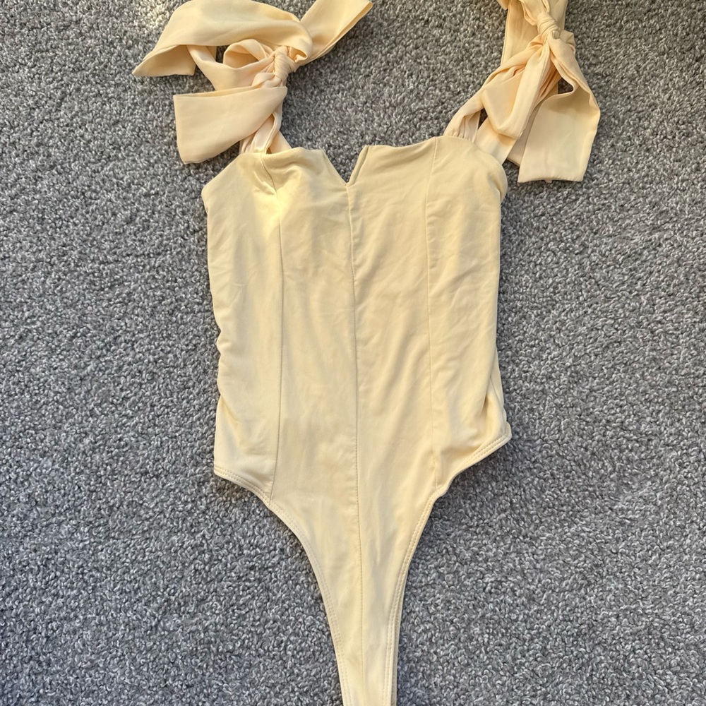 Pink Rose womens Bodysuit with Bow Straps